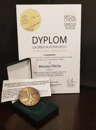 Maciej Pilch BSc Thesis received 3st place in the Złoty Medal Chemii 2018 competition