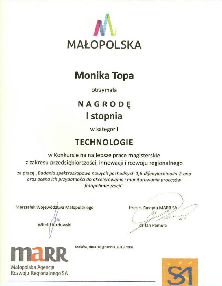 Monika’s master’s thesis again awarded